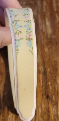 Vintage celluloid baby blanket clip nursery retro hp painted flowers cottagecore - Image 1 of 3