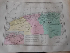 Carte Map couleur Algérie 1877 - Imagen 1 de 1