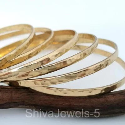 Juego de brazaletes de alambre grueso martillado de 7 días enchapado en oro de 24 k para las Indias Occidentales S-08 Foto 1 de 4