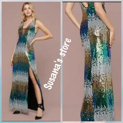 Nuevo con etiquetas Maxi Vestido Bebe Talla XS Plunge Ombre Lentejuelas Elegante y muy Sexy Precio de venta sugerido por el fabricante $200 Foto 1 de 4
