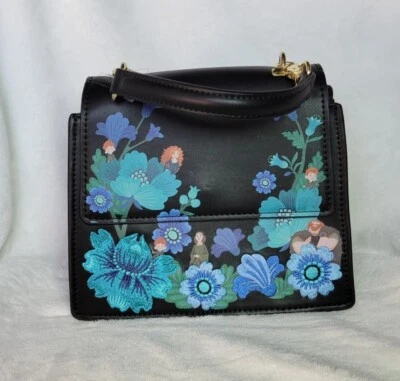 Disney Loungefly Black/Floral Brave Pixar Handbag Crossbody Purse - Image 1 of 4