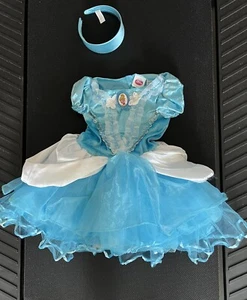 Disney Princess Cinderella Dress Small (4-6) + Headband Sparkling Pearl Flowers - Picture 1 of 6