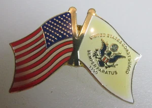 Vintage USA and Coast Guard Flag tie tack pin , hat pin , lapel pin - Picture 1 of 5