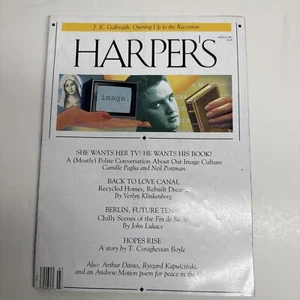 Harper’s March 1991 Articles & Stories by Paglia, Postman, Boyle, Klinkenborg - Foto 1 di 2