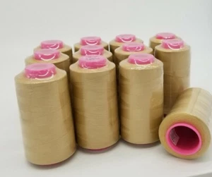 (12) Light Gold Serger Thread Cones – 6000 Yards Each – T27 S/2 Overlock Sewing - Picture 1 of 9