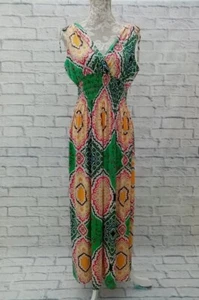 Sweet&girl Dress Size L UK 14 Multi Floral Maxi Gathered Shoulders Elasticated - Picture 1 of 15