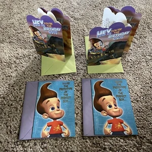 2003 Set Of 4 Jimmy Neutron Boy Genius Birthday Boy Cards With Envelopes - Picture 1 of 10
