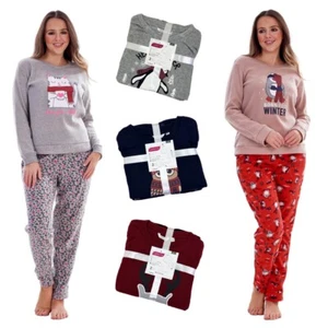 SIZE S TO XL FLEECE PYJAMAS PRINTED WINTER WARM PJ SETS NIGHTWEAR FESTIVE XMAS - Picture 1 of 66