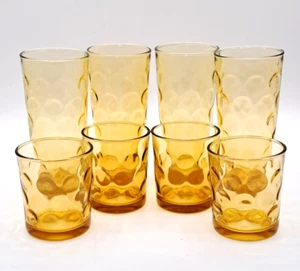 Set of 8 - Hazel Atlas Amber El Dorado Glasses - 12oz & 6oz - 4 of each - Picture 1 of 5