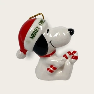 1977 Snoopy con bastón de caramelo cacahuetes adorno de Navidad vintage - Hecho en Japón - Imagen 1 de 2