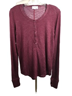 Feel the Piece Terre Jacobs Women's XS / S Burgundy Long Sleeve T-Shirt Buttons - Image 1 of 4