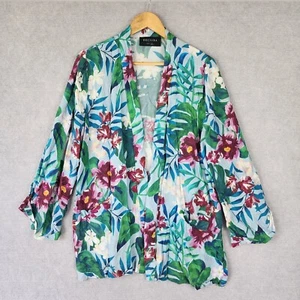 Decjuba Jacket Womens Size Medium Large Tropical Floral Leaf Open Duster Ladies - Picture 1 of 11