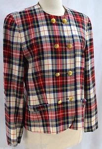 Pendleton smooth 100% Wool Blazer jacket light coat holiday plaid Size 12 P VTG - Picture 1 of 8
