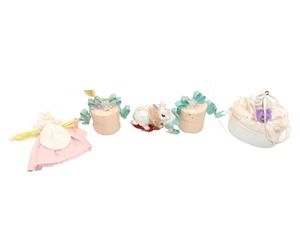 Lot of 4 All Silvestri? Easter Ornaments Tiny Gift Boxes Bunny Rabbits Pink Blue - Picture 1 of 11
