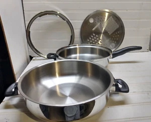 iCook Amway Queen 10" Stainless Skillet Fry Pan Steamer Grater Insert & Dome Lid - Picture 1 of 8
