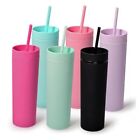  Multicolor Skinny Tumblers with Lids and Straws(6 Pack) - 16oz Matte 6 Colors
