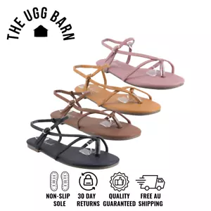 Chic Comfort: Flat Strappy Thongs | Cushioned Footbed | Black Brown Camel Pink - Picture 1 of 21