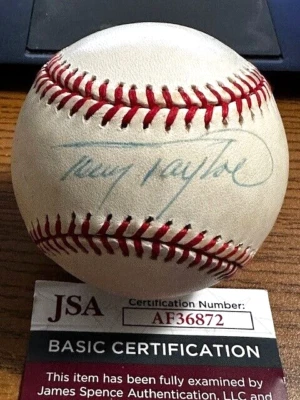 TONY TAYLOR 3 SIGNED AUTOGRAPHED ONL BASEBALL!  Phillies, Cubs, Tigers!  JSA! - Image 1 of 2