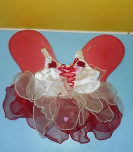 BABW Build a Bear Red White Tied Corset Dress with Flowers, Hearts Big Wings - Picture 1 of 2