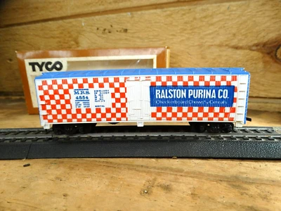 TYCO HO 40' Blue Roof Ralston Purina MRS 4554 Billboard Railroad Train Box Car - Image 1 of 4