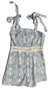 NWOT Shein Romper Light Blue Tie Strap Shorts Size L - Picture 1 of 4