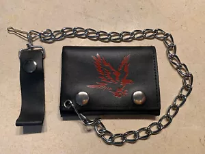 Catena biker camionista tripla - Portafoglio in pelle spessa pelle di mucca NERO - Foto 1 di 4