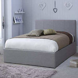 ® Grey Fabric Ottoman Storage Bed, 3Ft, 4FT, 4FT6, 5FT, Grey Linen Gas Lift up S