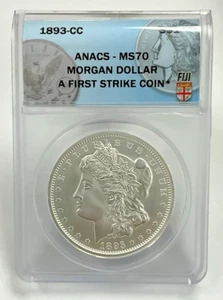 1893 CC Morgan 1 Oz .999 Silver Fiji 2023 ANACS MS70 - Picture 1 of 2