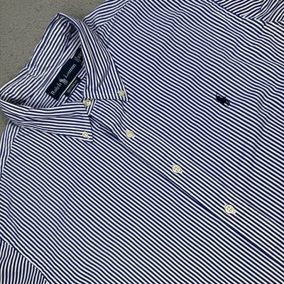 Camisa Ralph Lauren Para Hombres 2XL Ajuste Personalizado Vestido A Rayas Manga Larga Con Botones Foto 1 de 4