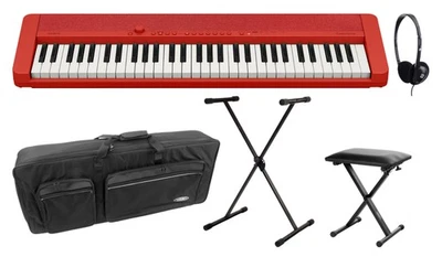Casio CT-S1RD Casiotone tastiera rossa Deluxe set supporto panca custodia cuffie - Immagine 1 di 4