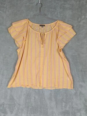 Blusa para mujer Lilla P L camisa de algodón top naranja a rayas manga acampanada Foto 1 de 4