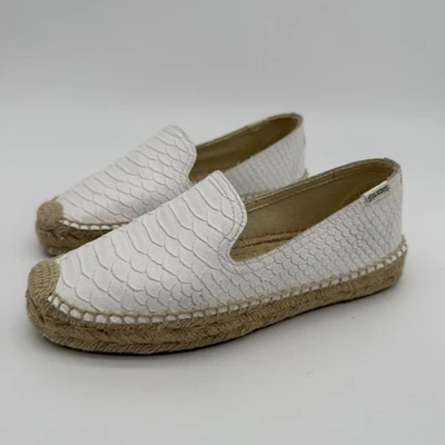 Mocasín Soludos Serpiente Cuero Blanco $130 Plataforma Plataforma Sin Cordones Talla 6 Foto 1 de 4