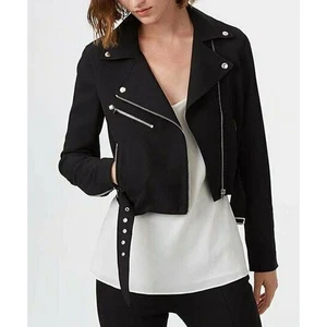 NEU Club Monaco Lacarrah schwarz Moto inspiriert kurze Jacke $ 288 Damengröße XS - Bild 1 von 9