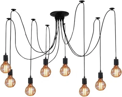 Ceiling Spider Lamp,  8  Light Hanging Pendant Antique Industrial Fixture Black - Image 1 of 4