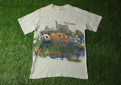 CAMISA JERSEY HOMBRE BUSCH GARDEN ANIMALES EN PELIGRO DE EXTINCIÓN AÑOS 90 VINTAGE YUNQUE ORIGINAL M Foto 1 de 4