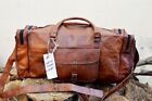 Men’s Large 24” Travel Bag Brown Vintage Duffel Real Leather Weekend...