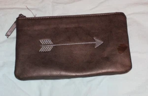 STELLA&DOT MINI POUCH-7.5X4.0-BROWN WITH ARROW - Picture 1 of 1