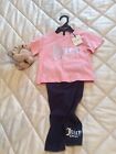 juicy couture baby girl pink and blue leggings and t shirt set 12 m 