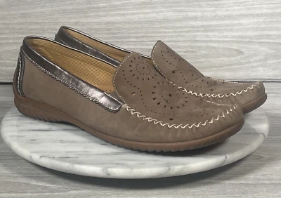 Gabor Moccasins Womens 6.5 Slip On Loafers Brown Leather Comfort Soft Handmade - Image 1 of 4