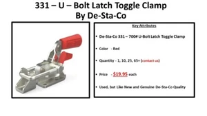 De-Sta-Co Model 331- U Bolt Latch Toggle Clamp - Picture 1 of 6