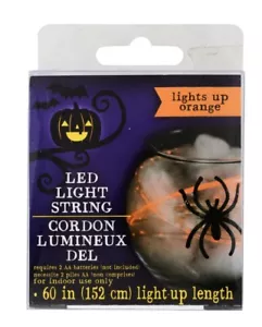 Halloween Motto Batteriebetriebene LED Lichterkette 60" Innenbereich Orange Neu - Bild 1 von 2