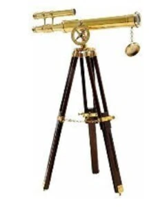 Brass Double Barrel Telescope 22.5cm w Stand Shiny Brass SJ206 - Picture 1 of 1