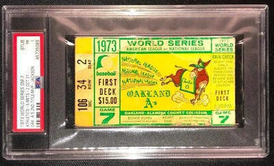 1973 WORLD SERIES GAME 7 ATHLETICS VS METS TICKET PSA 1 A'S CLINCH WORLD SERIES - Image 1 of 3