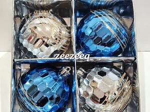Christmas Coastal Beach Silver Blue Shatterproof Ornaments Decor 3.5" - Picture 1 of 4