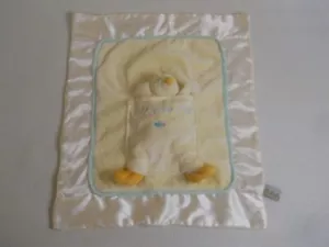 Bunnies By The Bay yellow baby security blanket with pocket Duck satin trim - Picture 1 of 4