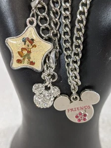 Lote 2 Pulseras Walt Disney Tono Plata Rosa "Amigos" Esmalte Mickey en Forma de Estrella - Imagen 1 de 8