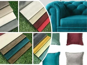 Plush Velvet Upholstery Fabric Material Soft Feel Craft Curtain Cushion Throw FR - Picture 1 of 35