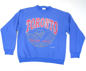 VINTAGE Toronto Blue Jays Sweatshirt Adult L Blue 1991 Distressed Graphic MLB