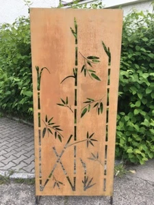 Edelrost, Sichtschutz Bambus, 80x190cm, Trennwand, Gartendeko, Sichtschutzwand - Bild 1 von 2