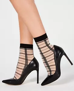 2 Pairs Inc International Concepts One Size Sheer Plaid Anklet Sock WHITE Plaid - Picture 1 of 1